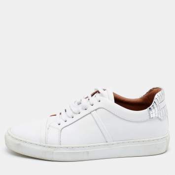 Pre Owned Malone Souliers White/Silver Leather Musa Sneakers Size 37