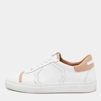 Pre Owned Malone Souliers White/Beige Leather Musa Sneakers Size 37