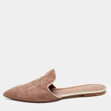 Pre Owned Malone Souliers Brown Suede Marianne Flat Mules Size 37.5