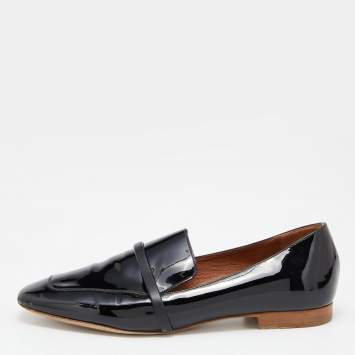 Pre Owned Malone Souliers Black Patent Leather Smoking Slippers Size 38