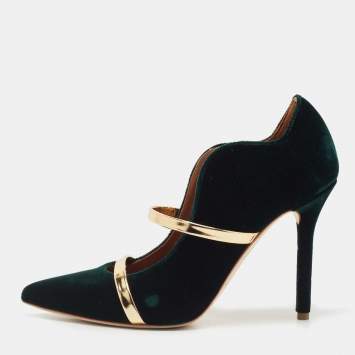 Pre Owned Malone Souliers Green Velvet Maureen Pumps Size 36