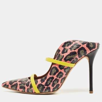 مملوكة مسبقًا Malone Souliers Multicolor Python And Leather Maureen Pointed Toe Mules Size 38.5