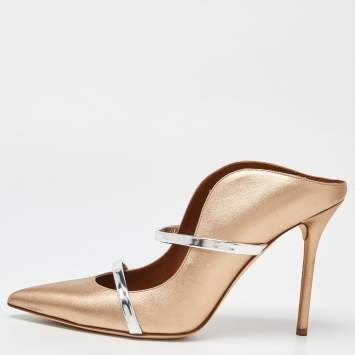 Pre Owned Malone Souliers Metallic Gold/Silver Leather Maureen Mules Size 41