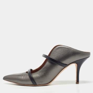 Pre Owned Malone Souliers Metallic Leather Maureen Pointed Toe Mules Size 39