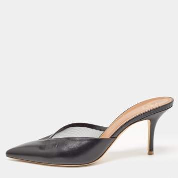 مملوكة مسبقًا Malone Souliers Black Mesh and Leather Vita  Mules Size 41 