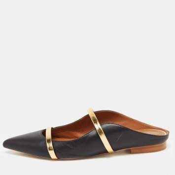 مملوكة مسبقًا Malone Souliers Black Leather Maureen  Sandals Size 37.5