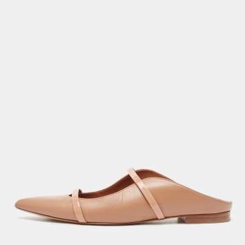 Pre Owned Malone Souliers Beige Leather Maureen  Flats Size 41