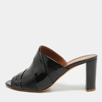 مملوكة مسبقًا Malone Souliers Black Leather Laney Slip On Sandals Size 38