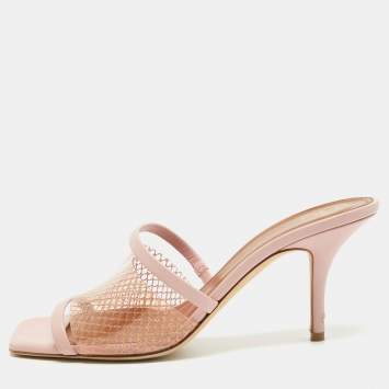 Pre Owned Malone Souliers Pink Leather Laney Slide Sandals Size 38