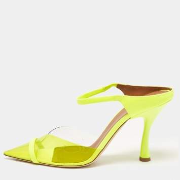 Pre Owned Malone Souliers Neon Yellow Iona Heel Mules Size 40.5