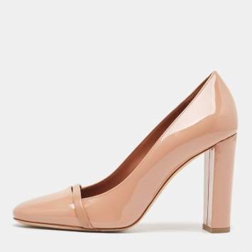Pre Owned Malone Souliers Beige Patent Lorena Pumps Size 37.5