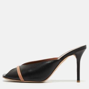 Pre Owned Malone Souliers Black Leather Lucia Mules Size 39.5