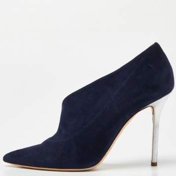 Pre Owned Malone Souliers Blue Suede D'orsay Pointed Toe Pumps Size 39