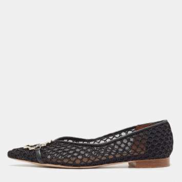 مملوكة مسبقًا Malone Souliers Black Mesh Collina Ballet Flats Size 40