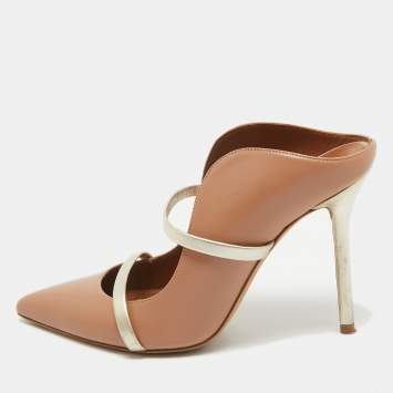 مملوكة مسبقًا Malone Souliers Brown/Gold Leather Maureen Pointed Toe Mules Size 37