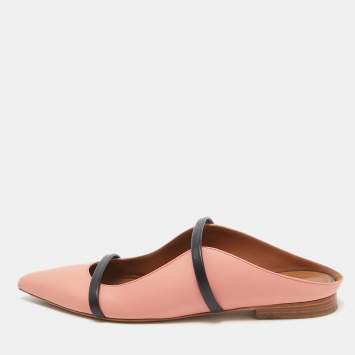Pre Owned Malone Souliers Pink Leather Maureen Flat Mules Size 37
