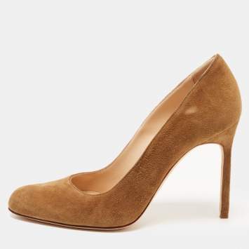 Pre Owned Manolo Blahnik Brown Suede BB Round Toe Pumps Size 36