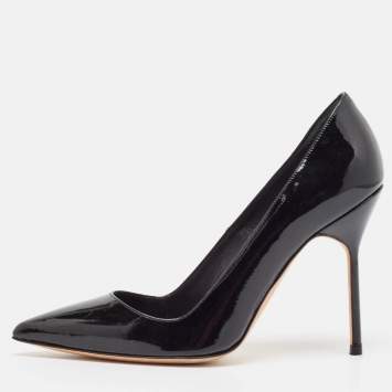 Pre Owned Manolo Blahnik Black Patent Leather BB Pumps Size 36