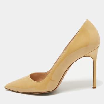 Pre Owned Manolo Blahnik Beige Patent Leather BB Pumps Size 42
