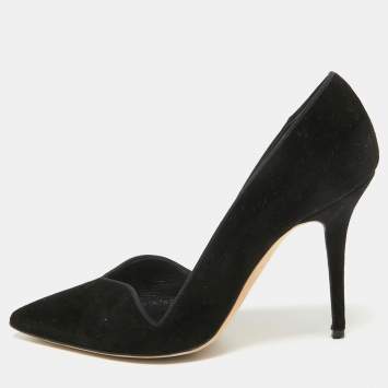 Pre Owned Manolo Blahnik Black Velvet Pointed Toe Pumps Size 36.5