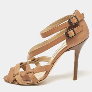 Manolo Blahnik Brown Leather Strappy  Sandals Size 36