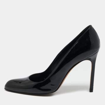 Pre Owned Manolo Blahnik Black Patent Leather Pointed Toe Pumps Size 39