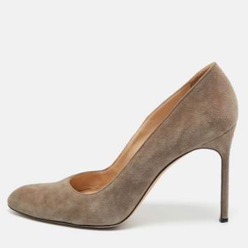 Pre Owned Manolo Blahnik BB Size 40 Grey Suede Pumps