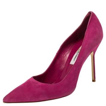 Pre Owned Manolo Blahnik Pink Suede BB Pointed Toe Pumps Size 41