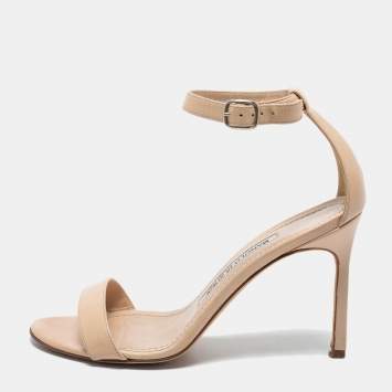 Pre Owned Manolo Blahnik  Beige Leather Chaos Sandals Size 35.5