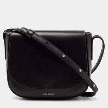 Pre Owned Mansur Gavriel Black Leather Mini Flap Crossbody Bag