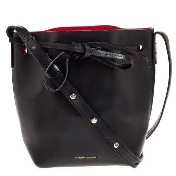 Pre Owned Mansur Gavriel Black Leather Mini Bucket Bag