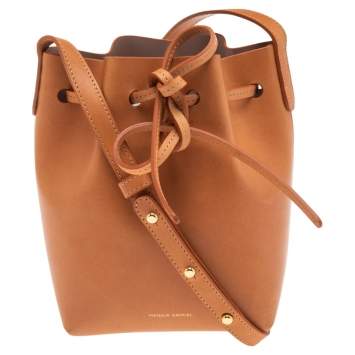 Pre Owned Mansur Gavriel Light Orange Leather Mini Bucket Bag
