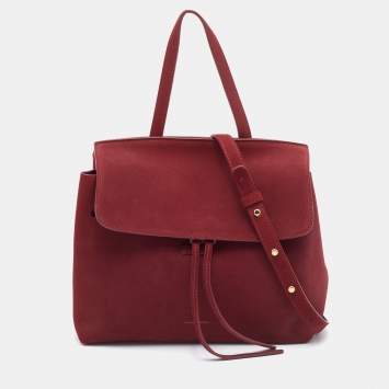 Pre Owned Mansur Gavriel Burgundy Suede Lady Top Handle Bag