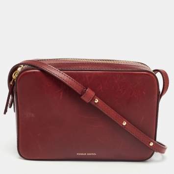 Pre Owned Mansur Gavriel Burgundy Leather Crossbody Bag