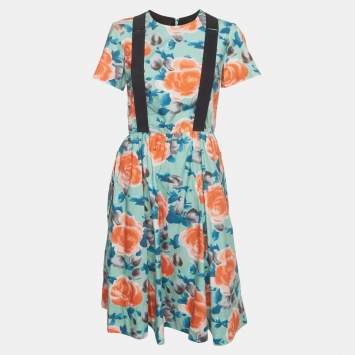 Pre Owned Marc by Marc Jacobs Multicolour Jerrie Rose Print Poplin Short Sleeve Dress M