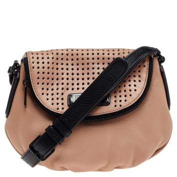 Pre Owned Marc by Marc Jacobs Beige/Black Leather Classic Q Natasha Crossbody Bag