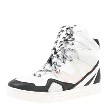 Pre Owned Marc by Marc Jacobs Monochrome Leather And  Mesh High Top Sneakers Size 38