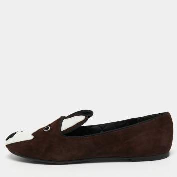 Pre Owned Marc by Marc Jacobs Brown Suede Dog Ballet Flats Size 36