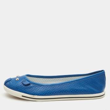 Pre Owned Marc by Marc Jacobs Blue Perforated Leather Mouse Ballet Flats Size 38