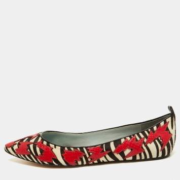 Pre Owned Marc By Marc Jacobs Multicolor Calf hair Joan Pointed Toe Ballet Flats Size 38