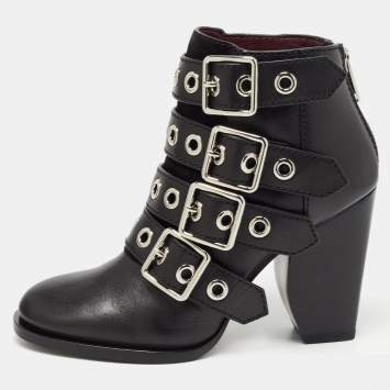 Pre Owned Marc by Marc Jacobs Black Leather Victorian Ankle Boots Size 36