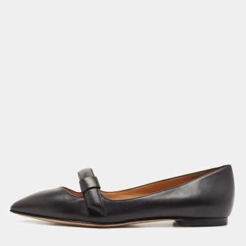 Pre Owned Marc by Marc Jacobs Black Leather Pointed Toe Ballet Flats Size 35