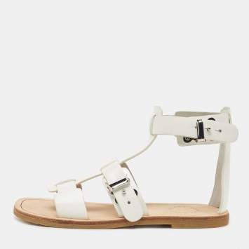 Pre Owned Marc by Marc Jacobs White Leather Ankle Strap Sandals Size 35