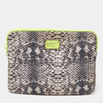 Pre Owned Marc by Marc Jacobs Grey Nylon Snakeskin Printed Laptop Case