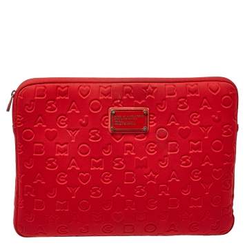 Pre Owned Marc by Marc Jacobs Red Polyester Dreamy Logo Laptop Case