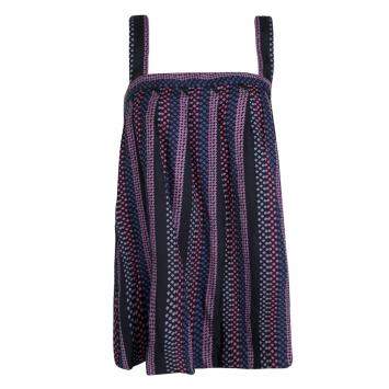 Pre Owned Marc By Marc Jacobs Navy Blue Cotton Silk Dotted Sleeveless Top L