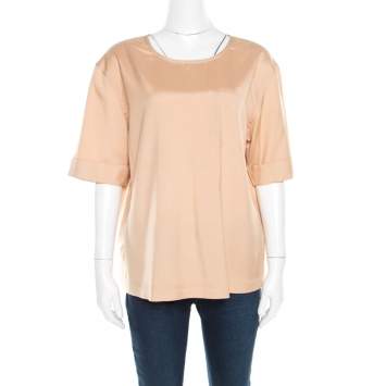 Pre Owned Marc by Marc Jacobs Sandstone Beige Cotton Reverse Patch Pocket Detail Top M