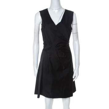 Pre Owned Marc by Marc Jacobs Black Draped Sleeveless Cocktail Dress M