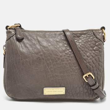 مملوكة مسبقًا Marc by Marc Jacobs Grey Leather Wash Up Nash Zip Crossbody Bag