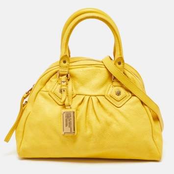 Pre Owned Marc by Marc Jacobs Yellow Leather Classic Q Baby Aidan Satchel